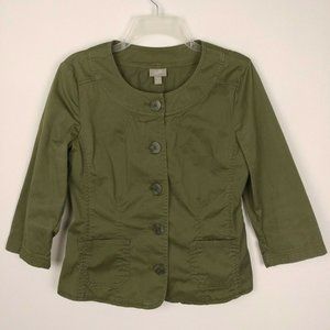 J. Jill Women's 3/4 Sleeve Fitted Jacket Green M